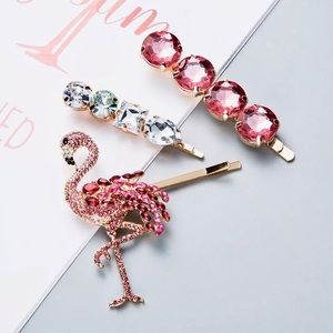 Flamingo Rhinestone Crystal Girls Hair Pins